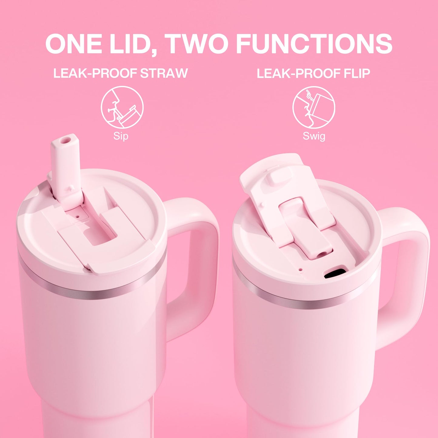 32 oz Tumbler with Handle and Straw: Stainless Steel Insulated Tumbler Keeps Cold for 24 Hours, Leakproof Travel Cup Fits in Cup Holder and BPA-Free, Aquamarine Blue