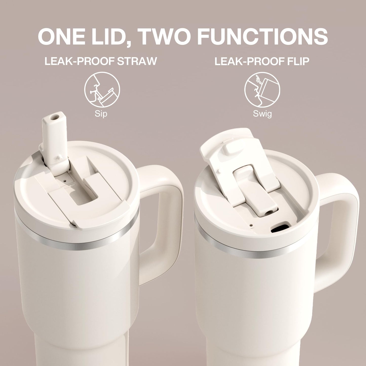 32 oz Tumbler with Handle and Straw: Stainless Steel Insulated Tumbler Keeps Cold for 24 Hours, Leakproof Travel Cup Fits in Cup Holder and BPA-Free, Aquamarine Blue