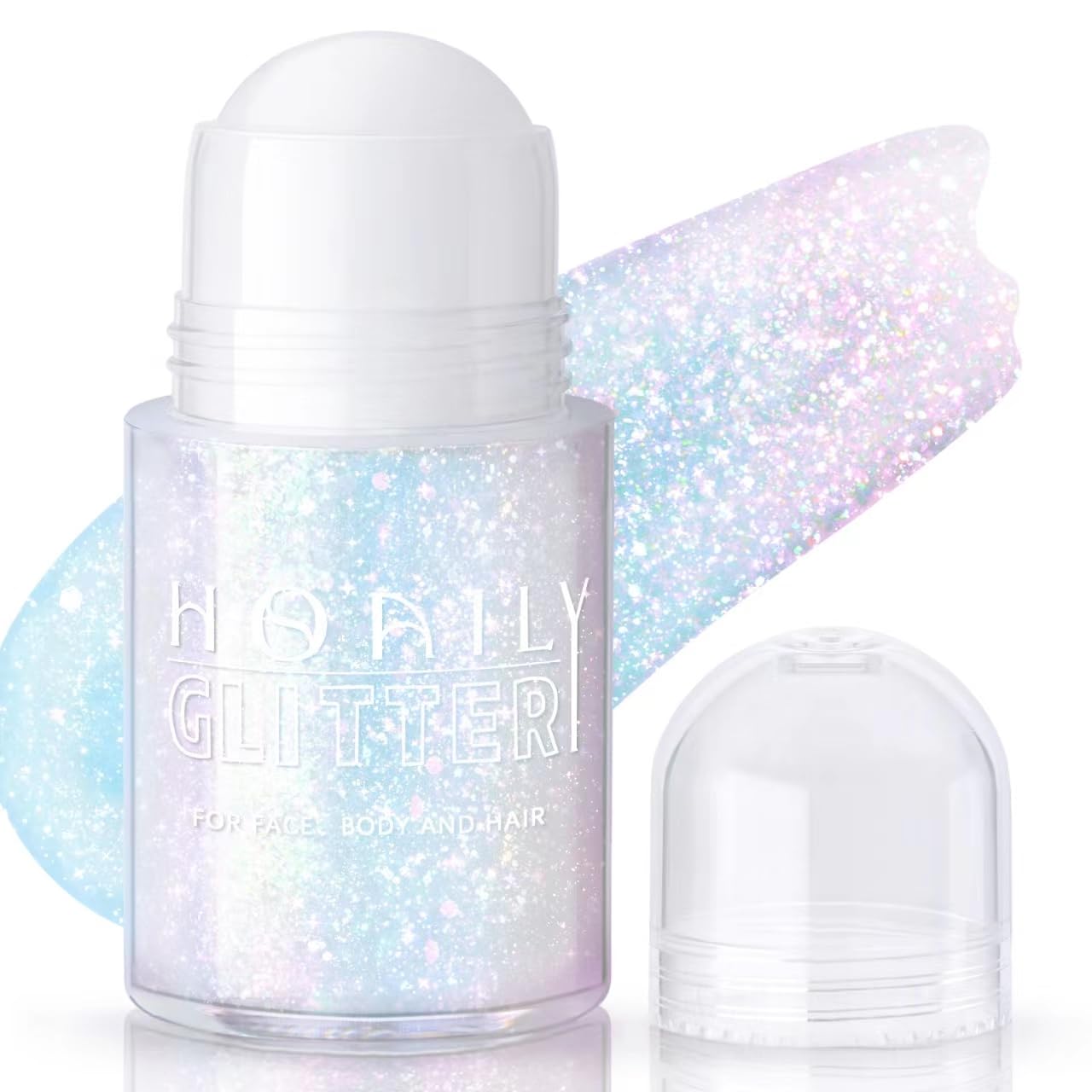Roll-on Holographic Body Glitter Gel for Face Hair, Chameleon Color Changing Glitter Gel Under Light, Chunky Mermaid Sequins Festival Party Rave Accessories Shimmer Makeup (8# Sparkling Pink)
