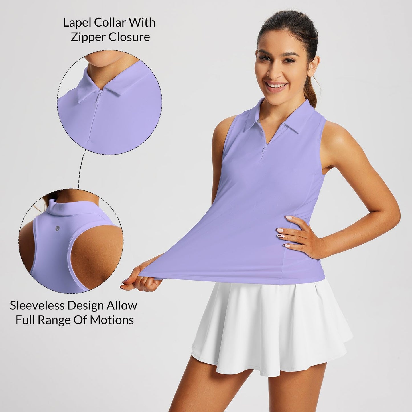 baleaf Women's Golf Shirts Tank Tops Sleeveless Tennis Polo Racerback with Collar Athletic Tanks Quick Dry