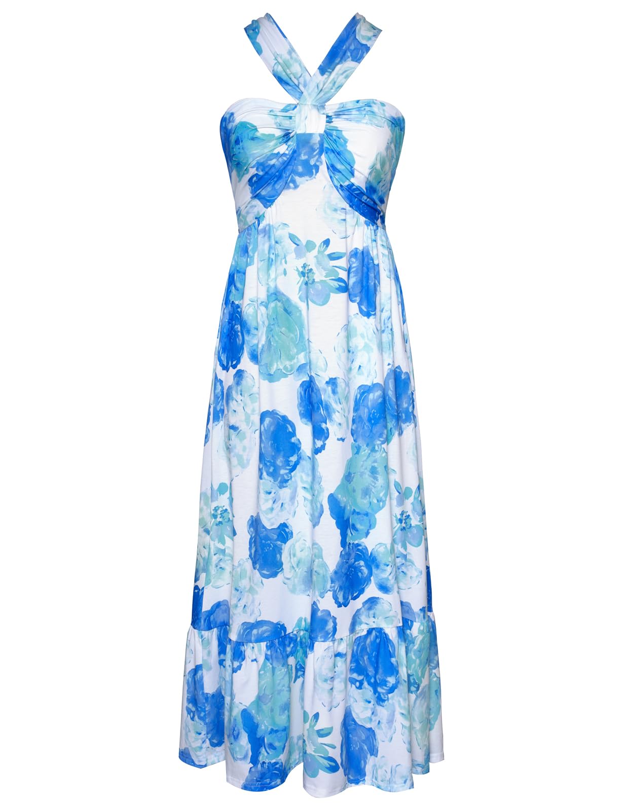 GRACE KARIN 2025 Women's Criss Cross Halterneck Sleeveless Summer Floral Print Flowy A Line Maxi Dress