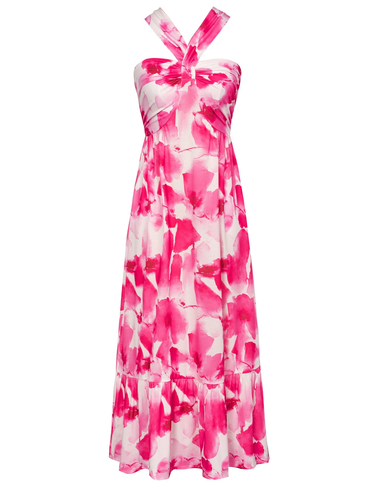 GRACE KARIN 2025 Women's Criss Cross Halterneck Sleeveless Summer Floral Print Flowy A Line Maxi Dress