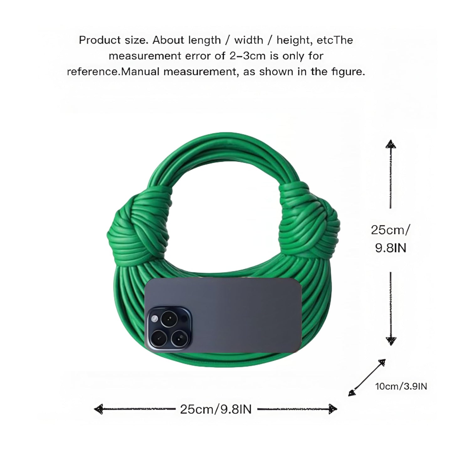 Woven Crossbody Bag for Women, Small Leather Clutch Purse Knotted Bread Handbag Top Handle Noodles Shoulder Bag.