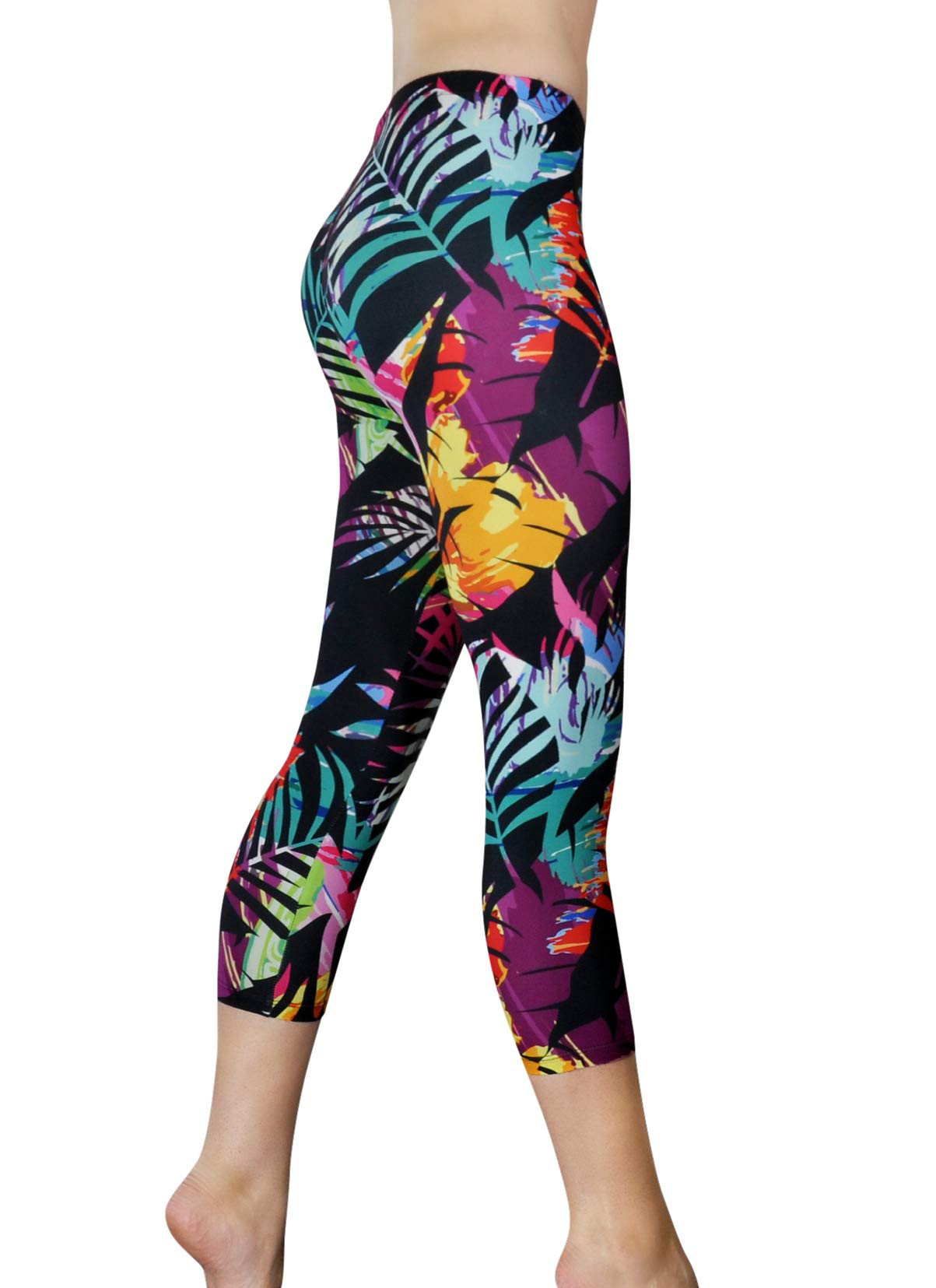 Comfy Yoga Pants - Workout Capris - High Waist Workout Leggings for Women - Lightweight Printed Yoga Legging - Size S/M 4-10