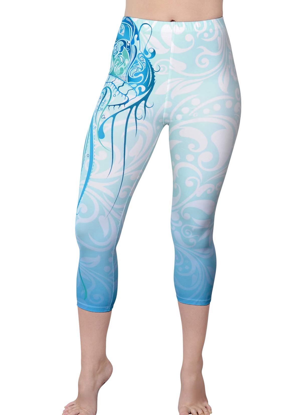 Comfy Yoga Pants - Workout Capris - High Waist Workout Leggings for Women - Lightweight Printed Yoga Legging - Size S/M 4-10