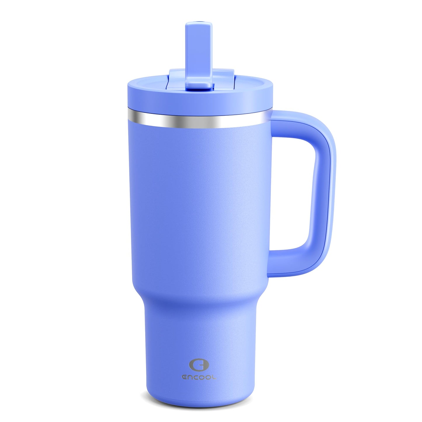 32 oz Tumbler with Handle and Straw: Stainless Steel Insulated Tumbler Keeps Cold for 24 Hours, Leakproof Travel Cup Fits in Cup Holder and BPA-Free, Aquamarine Blue