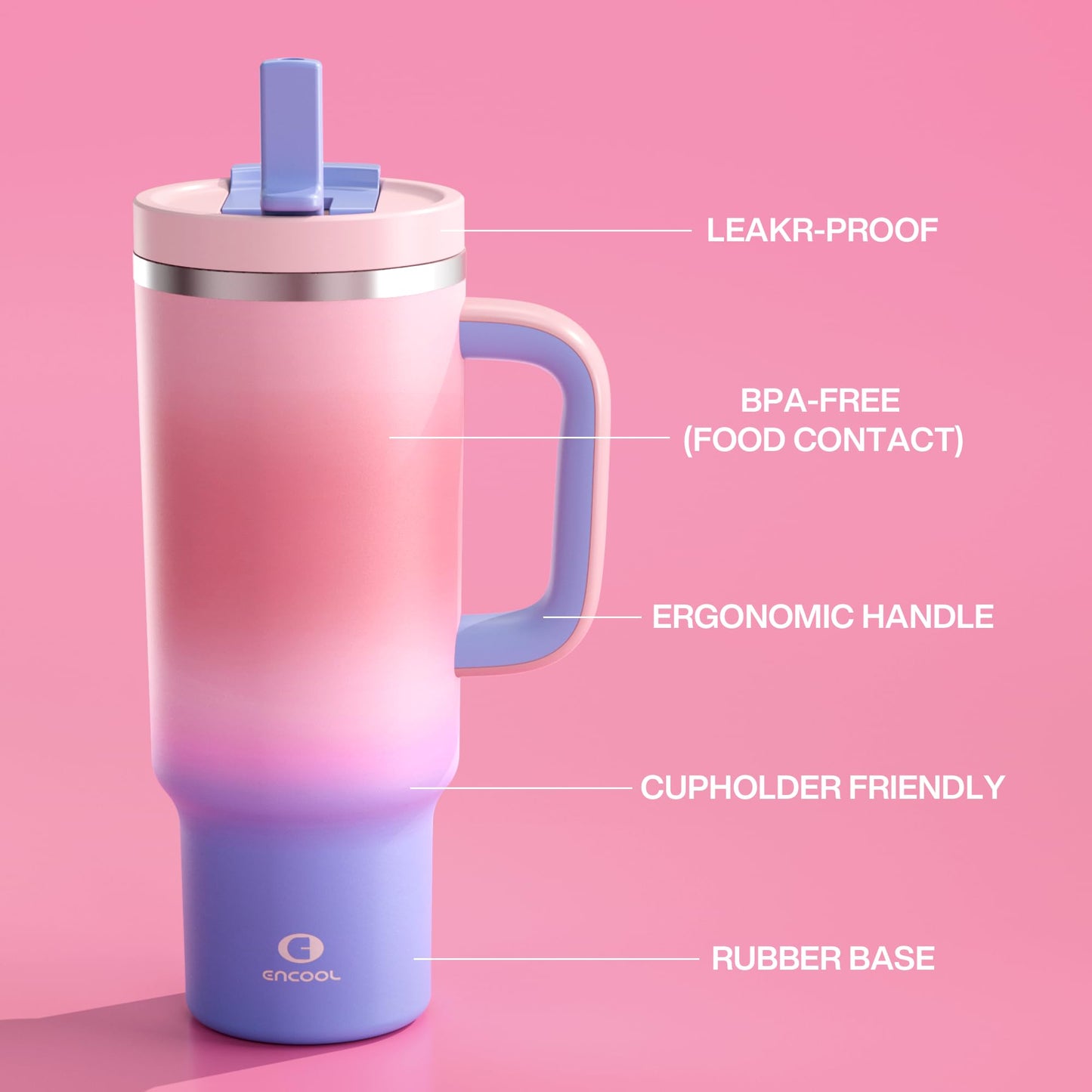 32 oz Tumbler with Handle and Straw: Stainless Steel Insulated Tumbler Keeps Cold for 24 Hours, Leakproof Travel Cup Fits in Cup Holder and BPA-Free, Aquamarine Blue