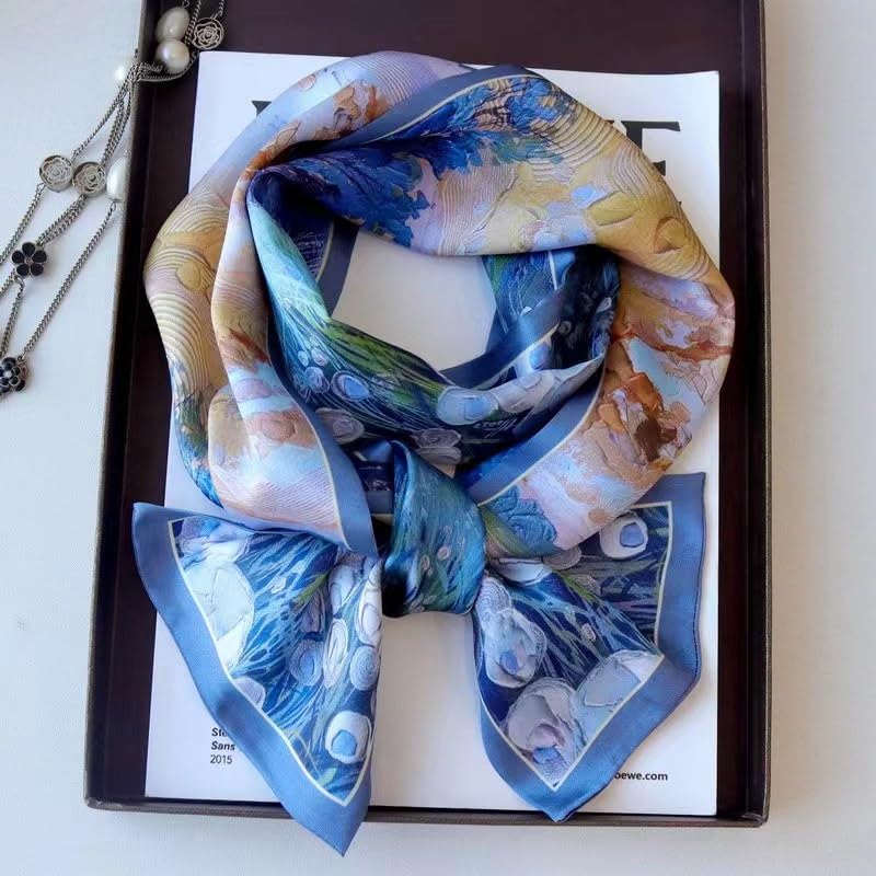 ANDANTINO 100% Silk Scarf for Women 59”*6.3” Long Shawls for Headscarf and Neck- Oblong Hair Wraps with Gift Packed