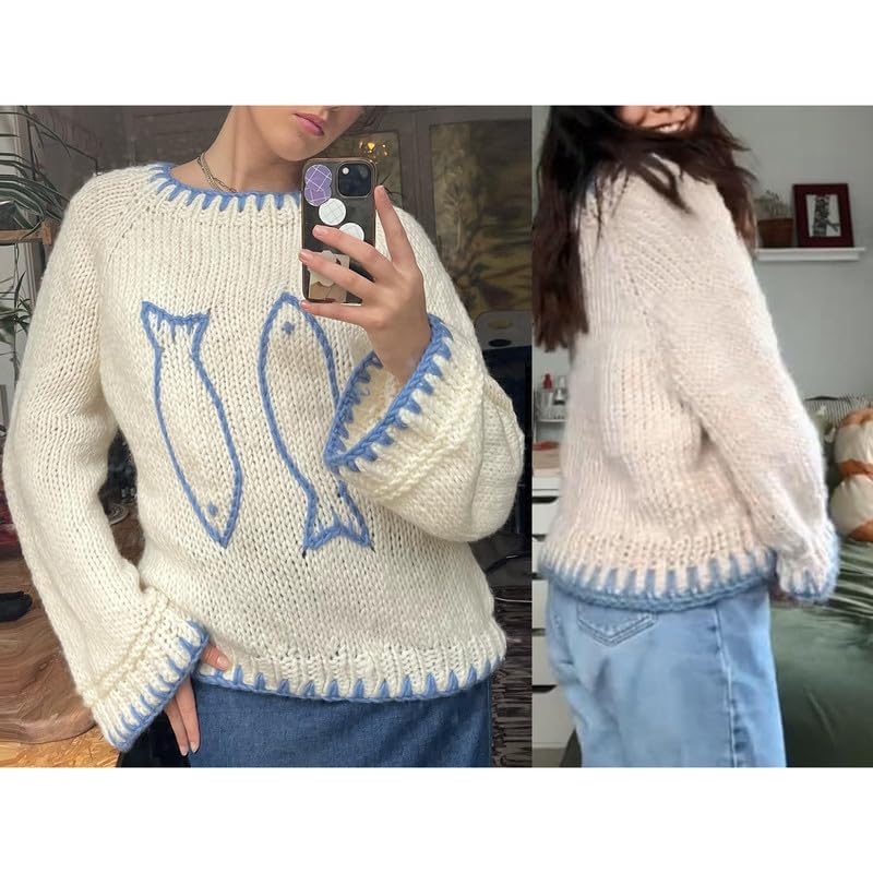 Women Lobster Knit Sweater Cardigan Y2k Long Sleeve Graphic Knitted Cardigans Goth Vintage Knitwear Fall Winter