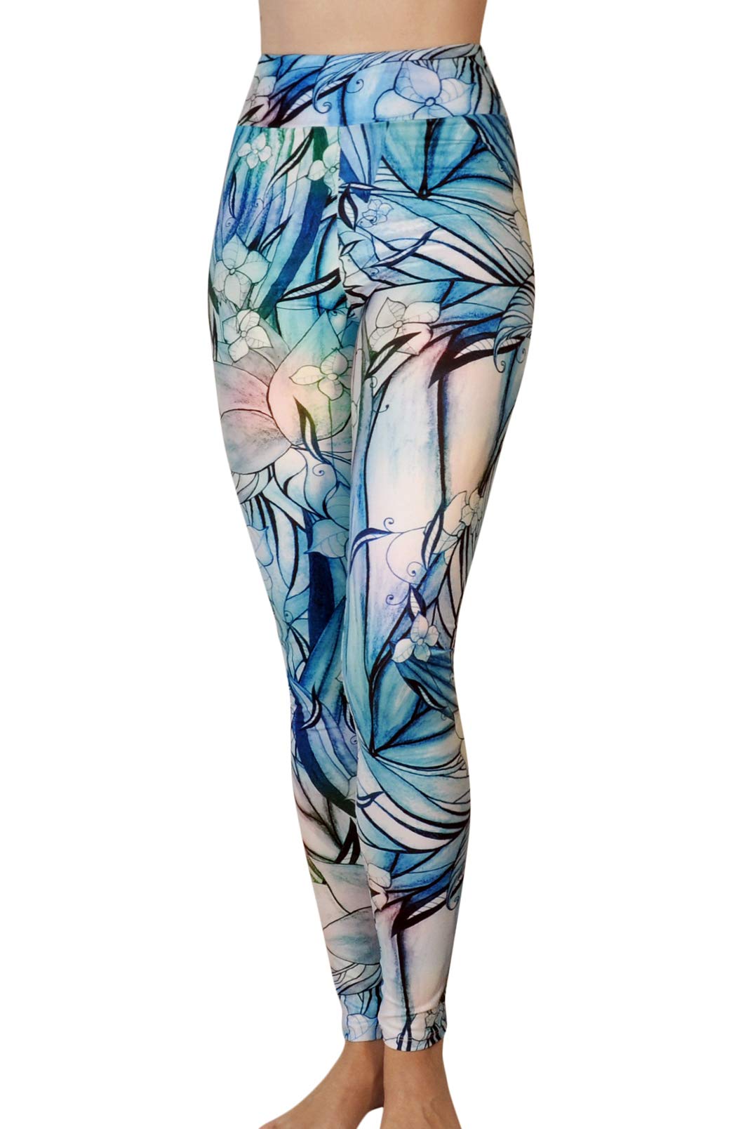 Comfy Yoga Pants - Workout Capris - High Waist Workout Leggings for Women - Lightweight Printed Yoga Legging - Size S/M 4-10