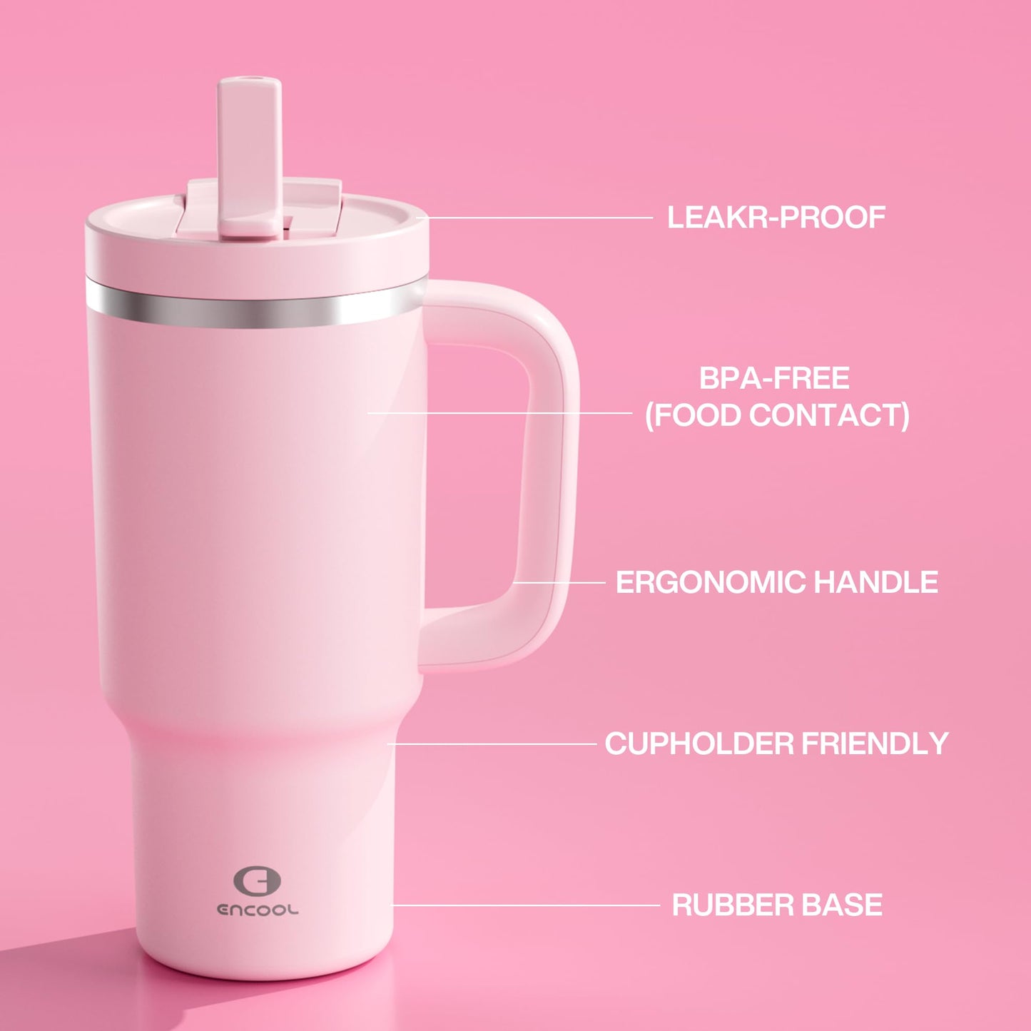 32 oz Tumbler with Handle and Straw: Stainless Steel Insulated Tumbler Keeps Cold for 24 Hours, Leakproof Travel Cup Fits in Cup Holder and BPA-Free, Aquamarine Blue