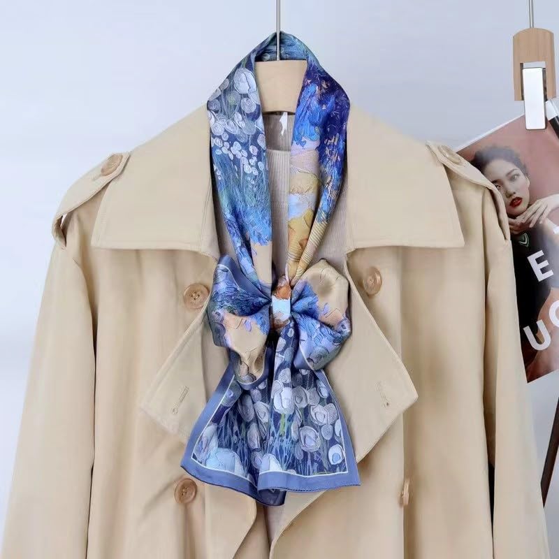 ANDANTINO 100% Silk Scarf for Women 59”*6.3” Long Shawls for Headscarf and Neck- Oblong Hair Wraps with Gift Packed