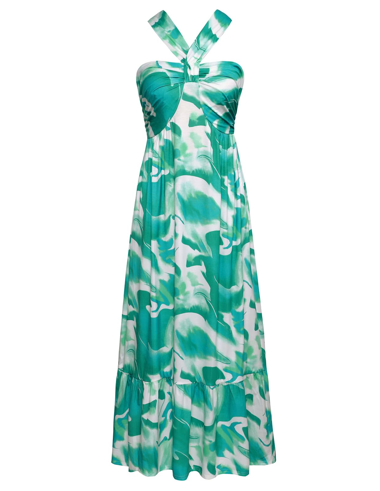 GRACE KARIN 2025 Women's Criss Cross Halterneck Sleeveless Summer Floral Print Flowy A Line Maxi Dress