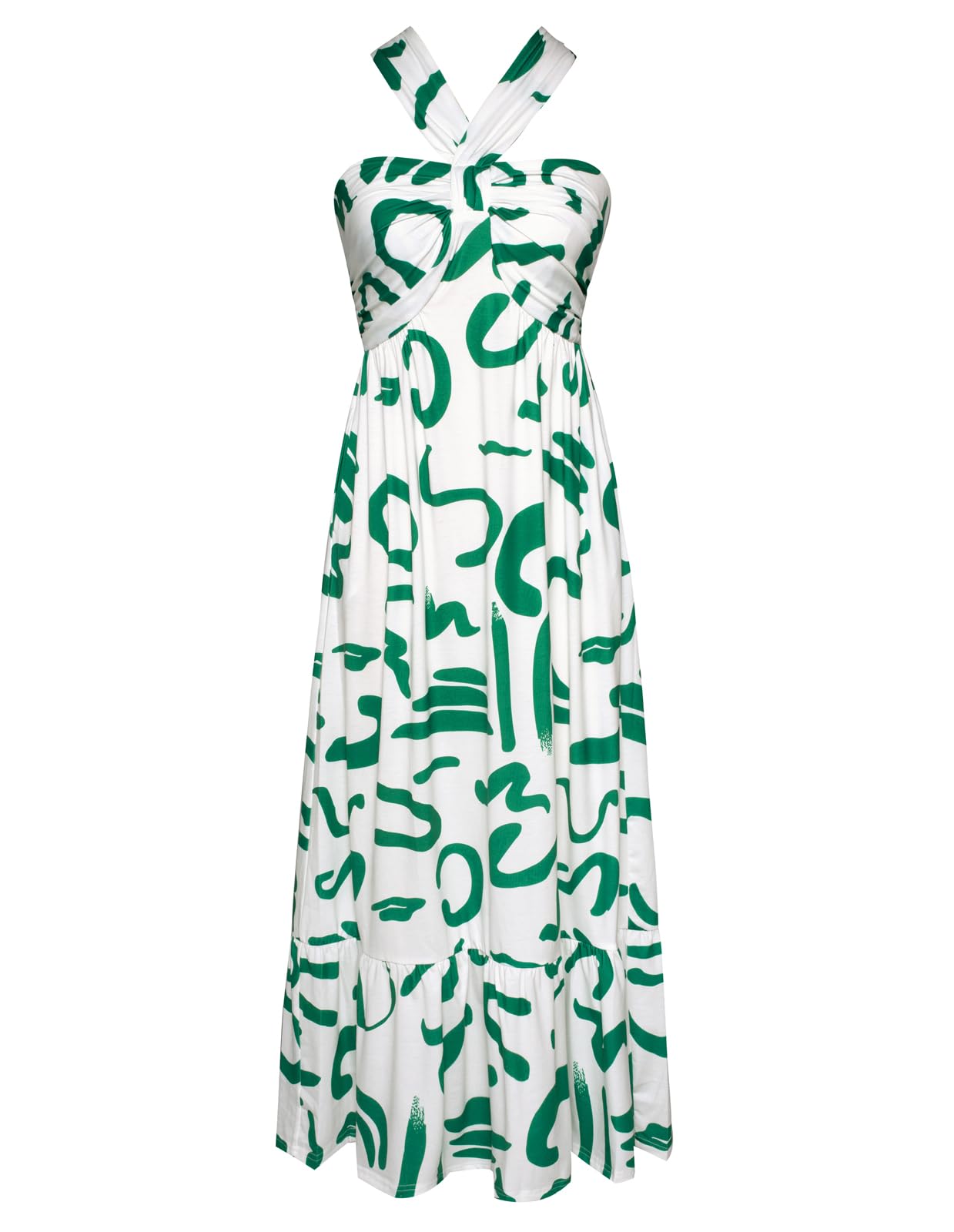 GRACE KARIN 2025 Women's Criss Cross Halterneck Sleeveless Summer Floral Print Flowy A Line Maxi Dress