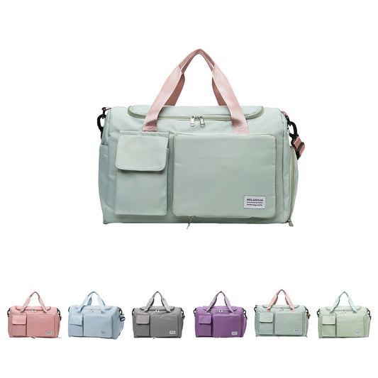 Custom Large Capacity Travel Bag, Personalized Duffle Bag with Embroidery Name, Foldable Dry/Wet Bag with Shoe Compartment for Women/Men for Sports Dance Gym Travel Weekender Overnight Bridesmaid