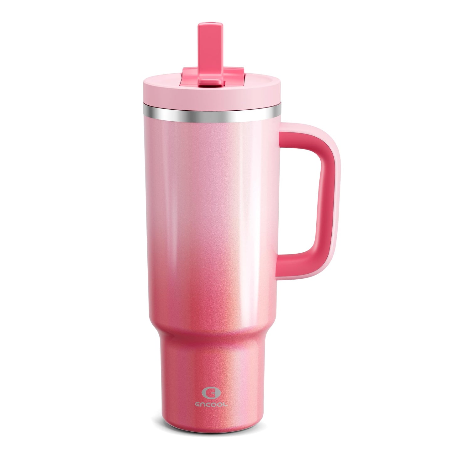 32 oz Tumbler with Handle and Straw: Stainless Steel Insulated Tumbler Keeps Cold for 24 Hours, Leakproof Travel Cup Fits in Cup Holder and BPA-Free, Aquamarine Blue