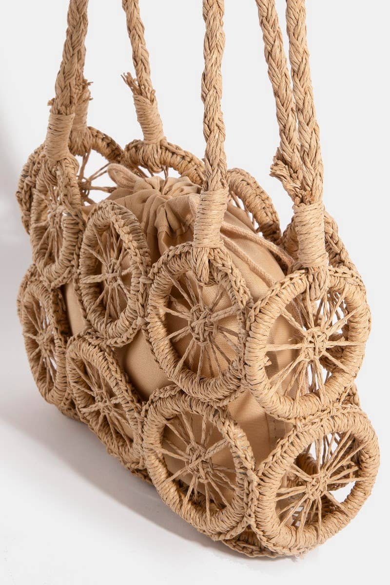 Collections by Fame Accessories - Intricate Braided Wheels Hand Bag: IV