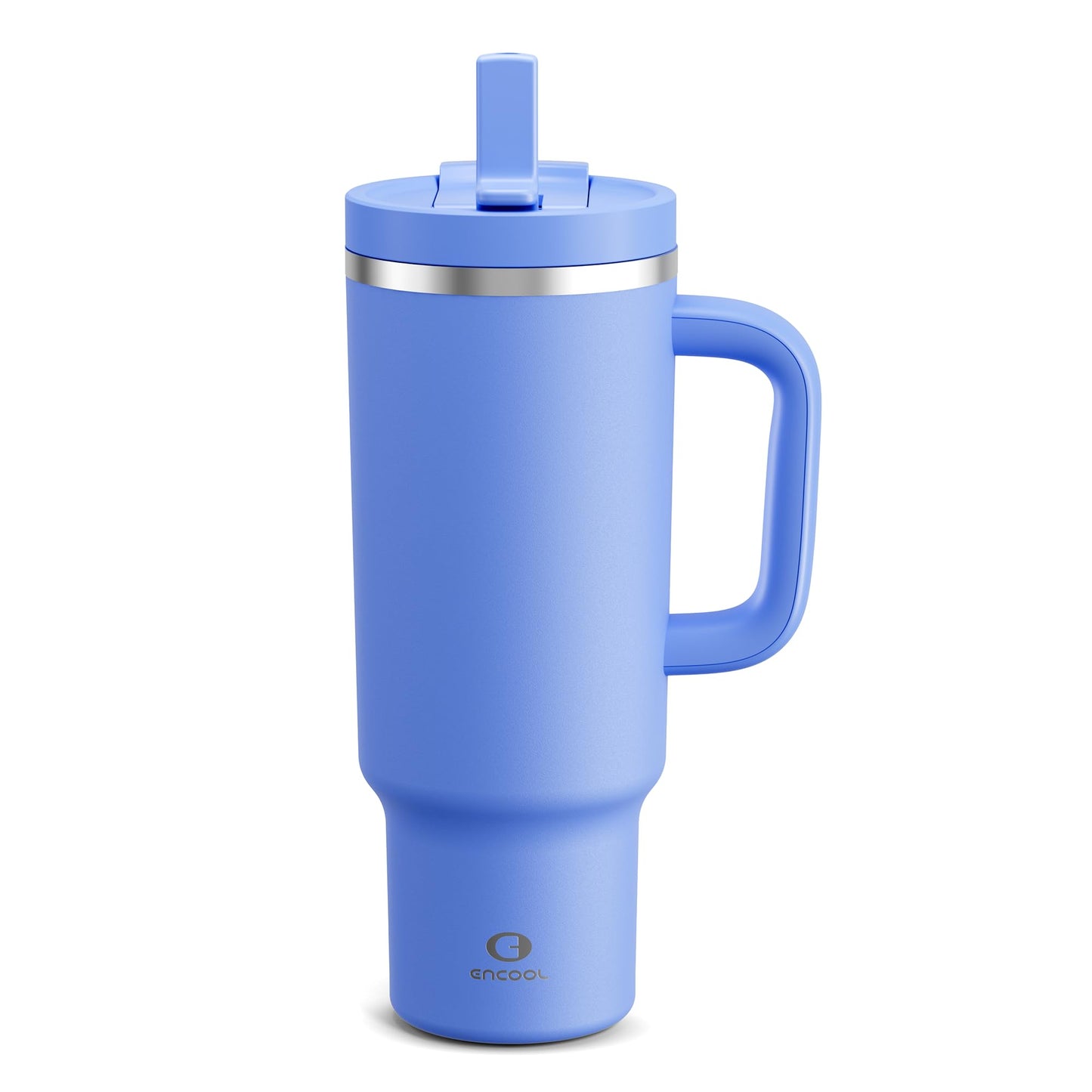 32 oz Tumbler with Handle and Straw: Stainless Steel Insulated Tumbler Keeps Cold for 24 Hours, Leakproof Travel Cup Fits in Cup Holder and BPA-Free, Aquamarine Blue