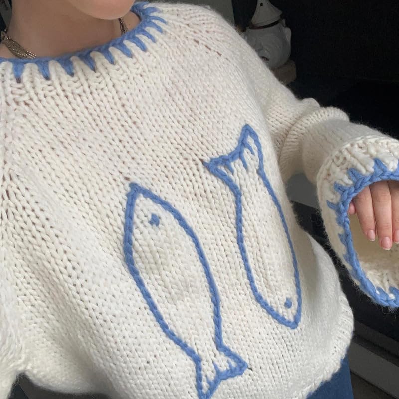 Women Lobster Knit Sweater Cardigan Y2k Long Sleeve Graphic Knitted Cardigans Goth Vintage Knitwear Fall Winter