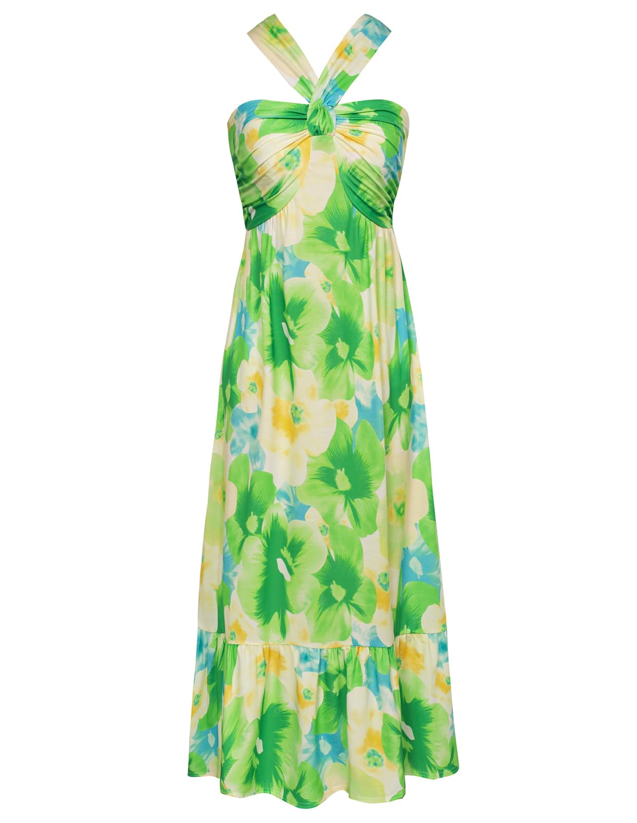 GRACE KARIN 2025 Women's Criss Cross Halterneck Sleeveless Summer Floral Print Flowy A Line Maxi Dress