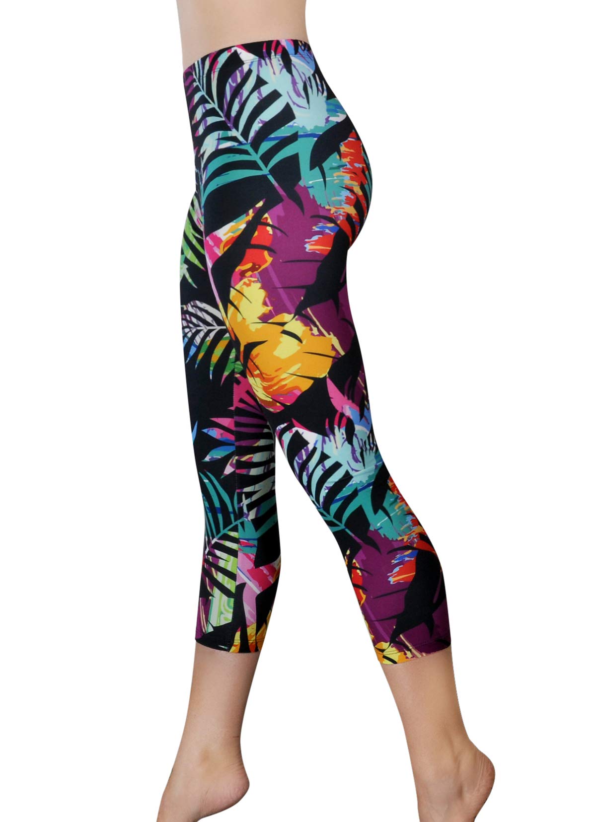 Comfy Yoga Pants - Workout Capris - High Waist Workout Leggings for Women - Lightweight Printed Yoga Legging - Size S/M 4-10