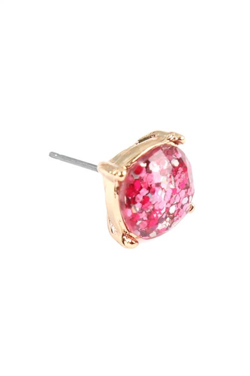 MYS Wholesale Inc - Sparkling Glitter Epoxy Stud Earrings - Fashion and Elegance: Multicolor