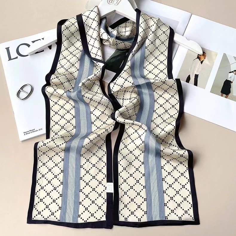 ANDANTINO 100% Silk Scarf for Women 59”*6.3” Long Shawls for Headscarf and Neck- Oblong Hair Wraps with Gift Packed