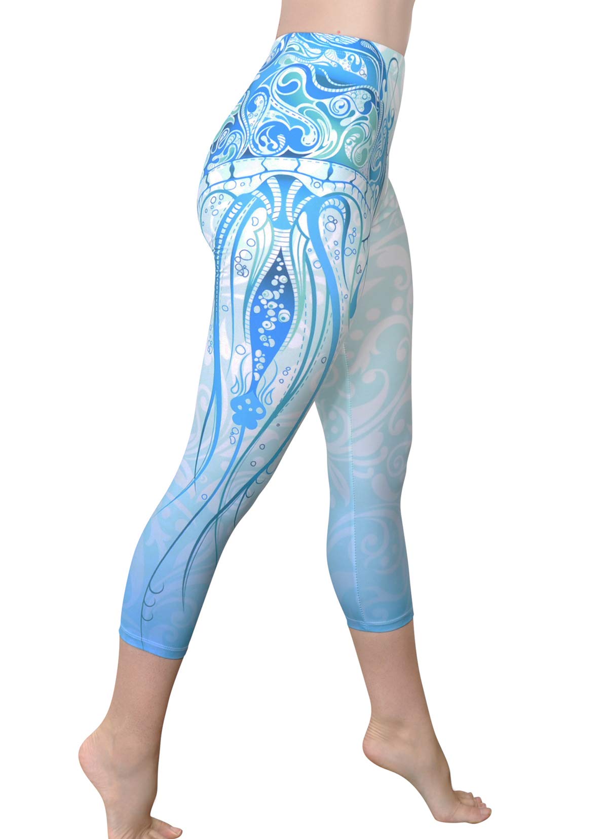 Comfy Yoga Pants - Workout Capris - High Waist Workout Leggings for Women - Lightweight Printed Yoga Legging - Size S/M 4-10