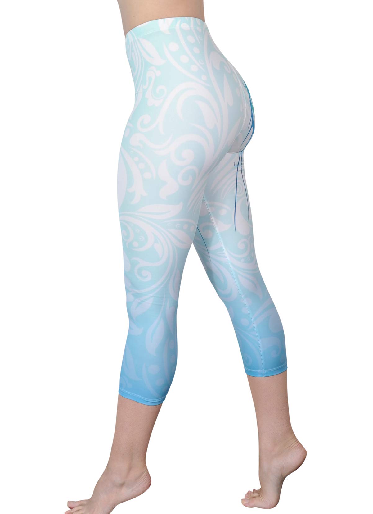 Comfy Yoga Pants - Workout Capris - High Waist Workout Leggings for Women - Lightweight Printed Yoga Legging - Size S/M 4-10