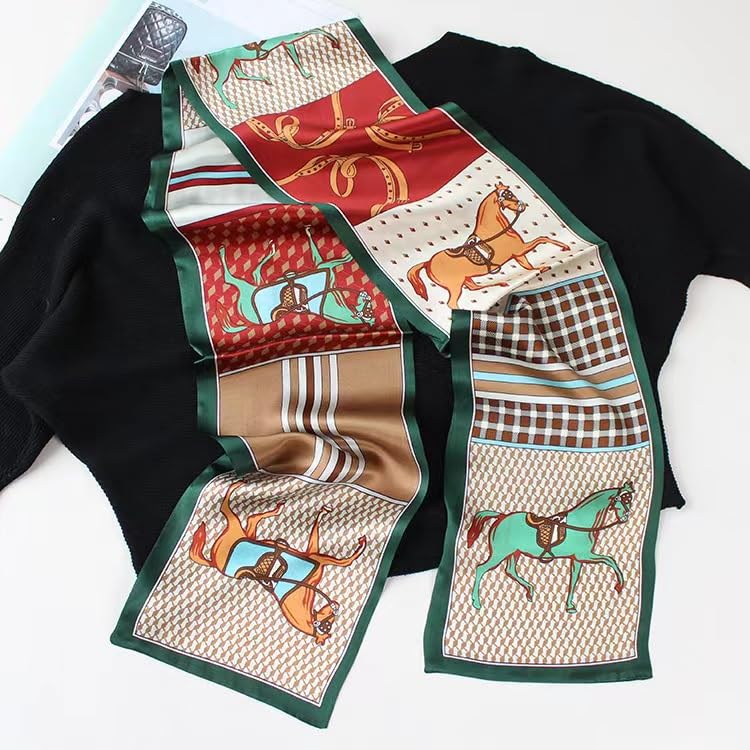 ANDANTINO 100% Silk Scarf for Women 59”*6.3” Long Shawls for Headscarf and Neck- Oblong Hair Wraps with Gift Packed