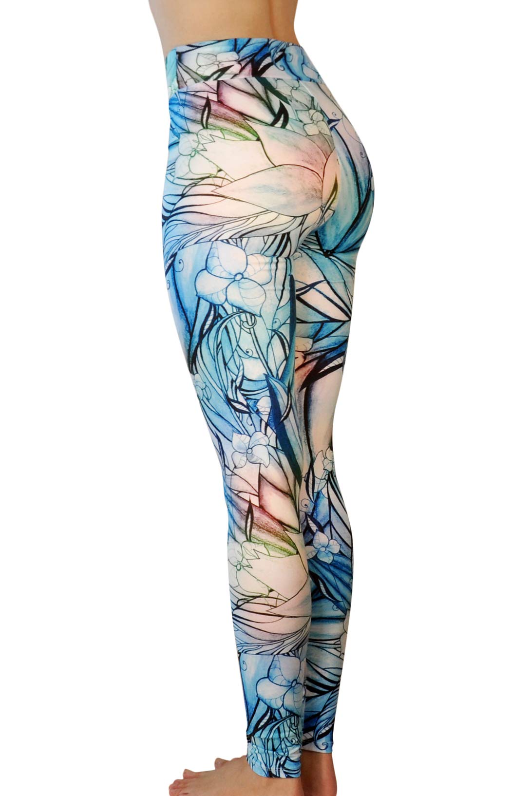 Comfy Yoga Pants - Workout Capris - High Waist Workout Leggings for Women - Lightweight Printed Yoga Legging - Size S/M 4-10