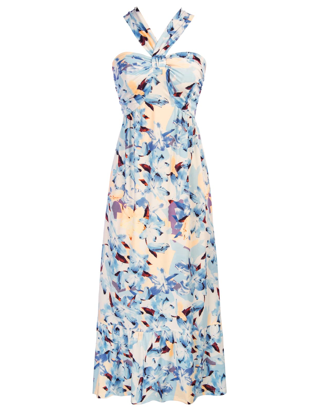 GRACE KARIN 2025 Women's Criss Cross Halterneck Sleeveless Summer Floral Print Flowy A Line Maxi Dress