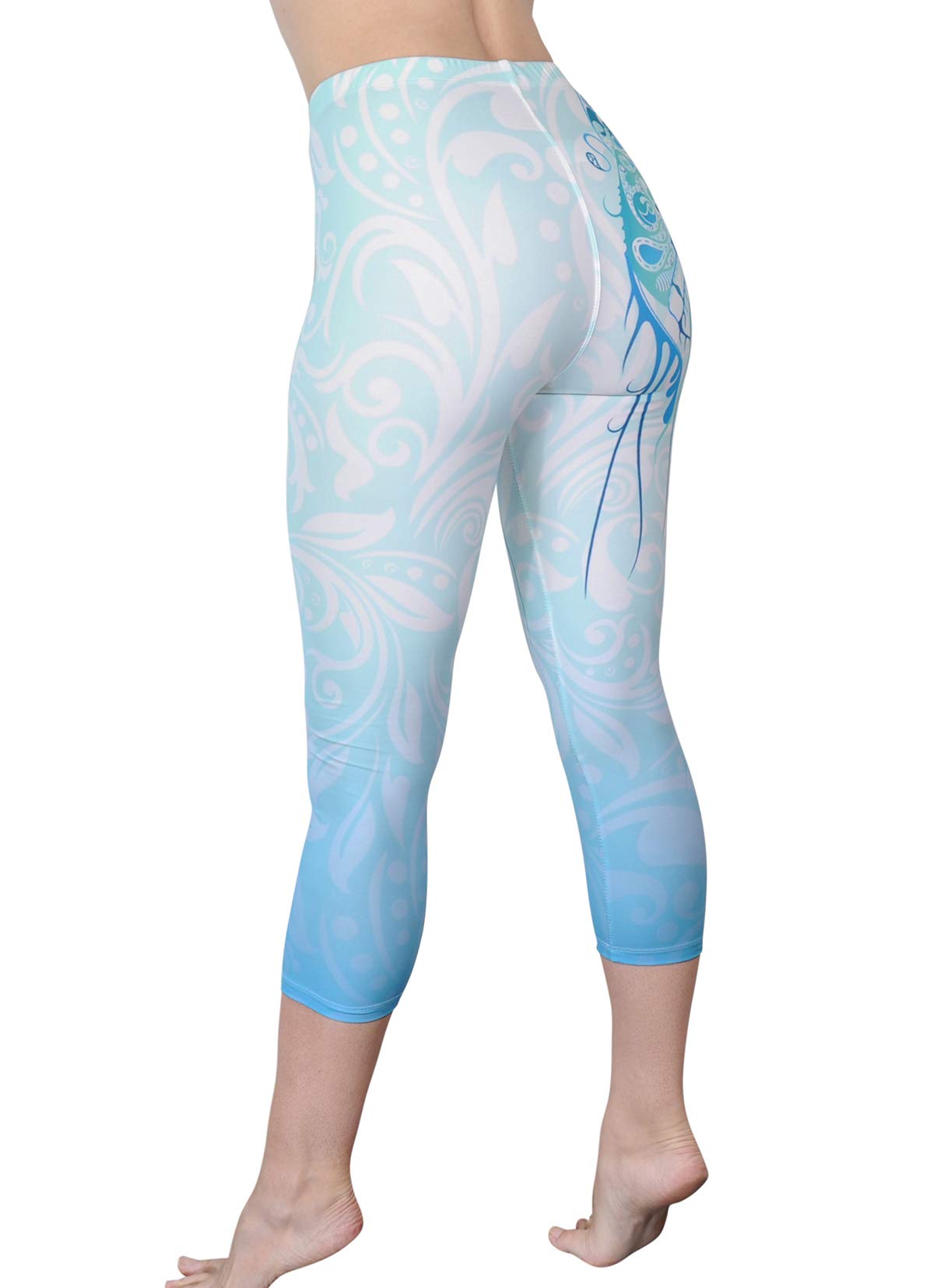 Comfy Yoga Pants - Workout Capris - High Waist Workout Leggings for Women - Lightweight Printed Yoga Legging - Size S/M 4-10