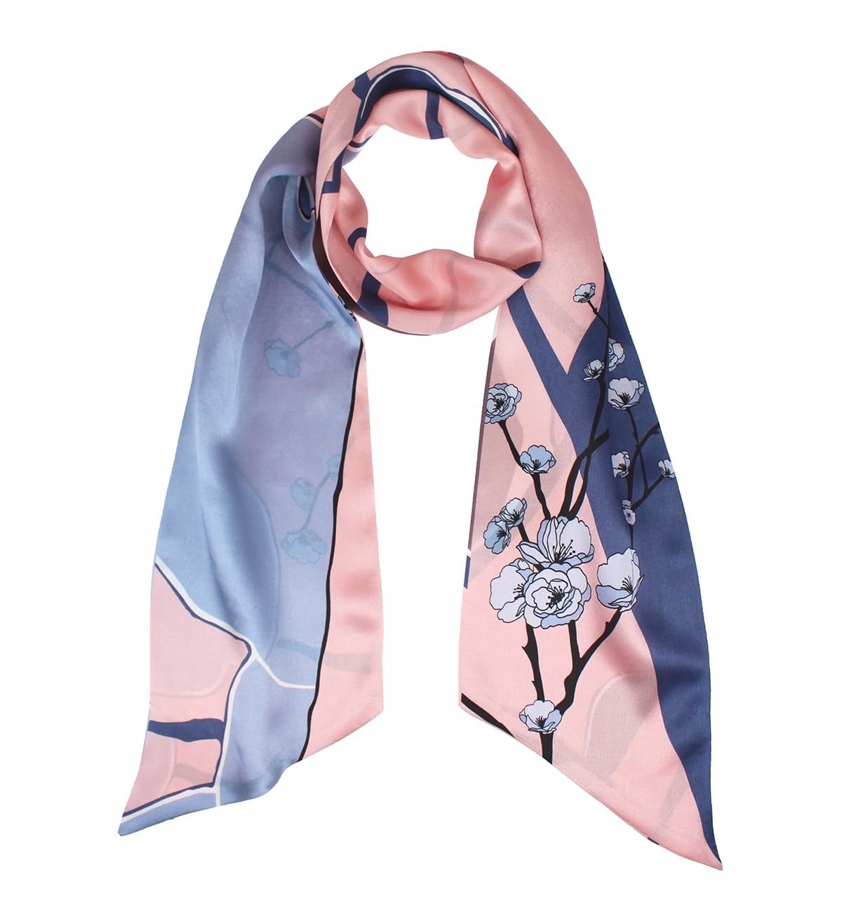 ANDANTINO 100% Silk Scarf for Women 59”*6.3” Long Shawls for Headscarf and Neck- Oblong Hair Wraps with Gift Packed