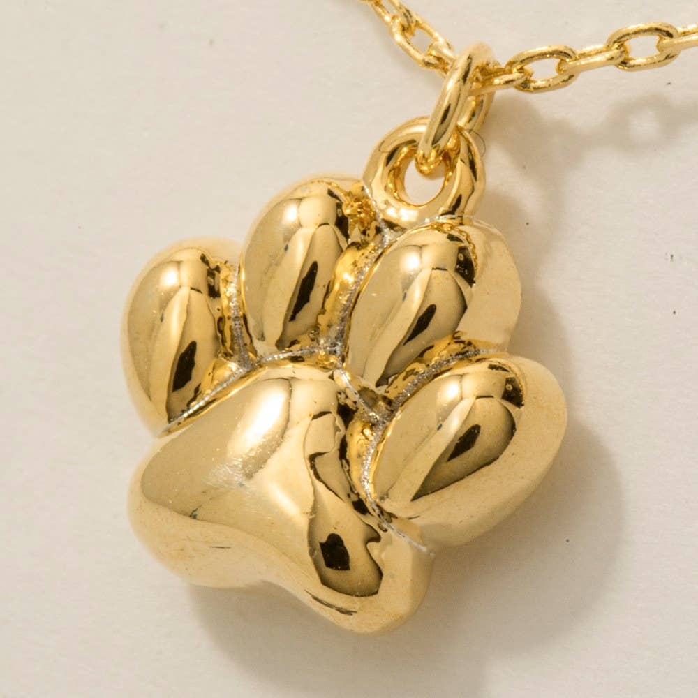 Fame Accessories - Gold Dipped Paw Pendant Necklace: RH