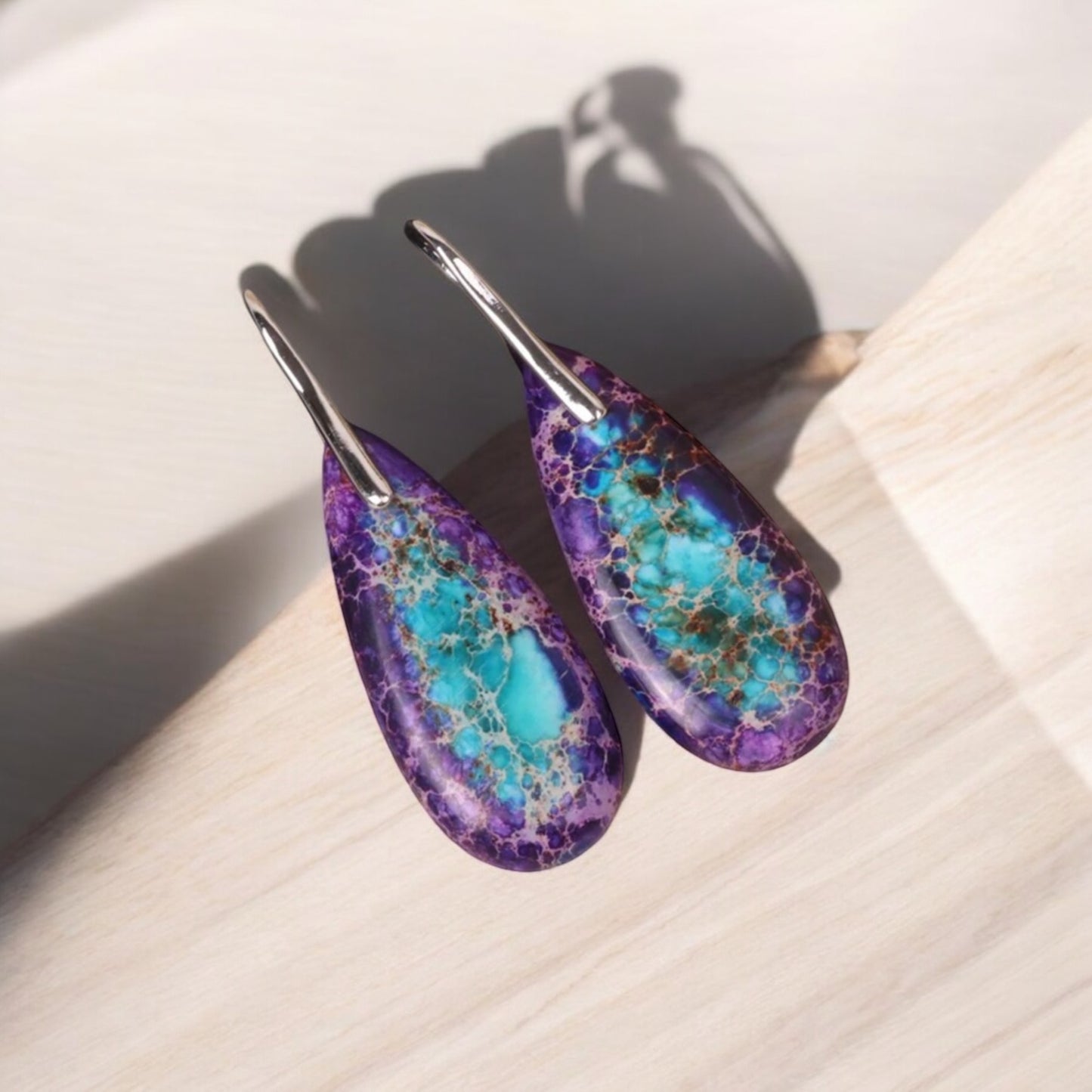 Elegant Purple and Turquoise Drop Earrings