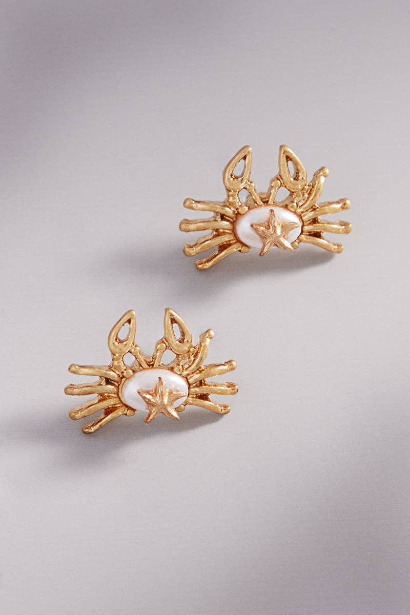 Designature New York - Summer Crab Pearl Hypoallergenic Post Earrings: VG / ONE