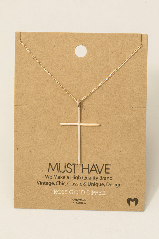 Fame Accessories - Metallic Cross Necklace: R