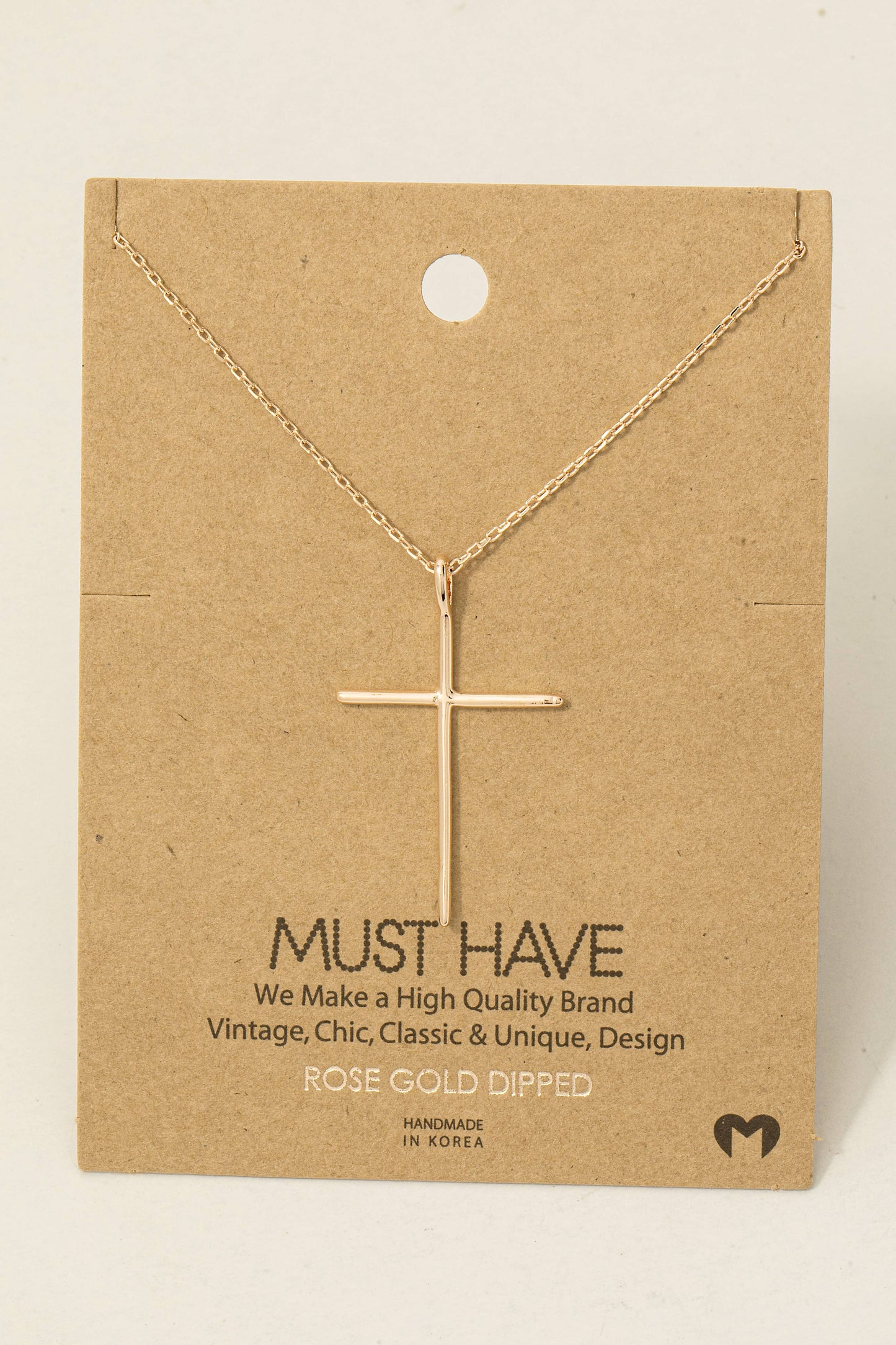 Fame Accessories - Metallic Cross Necklace: S