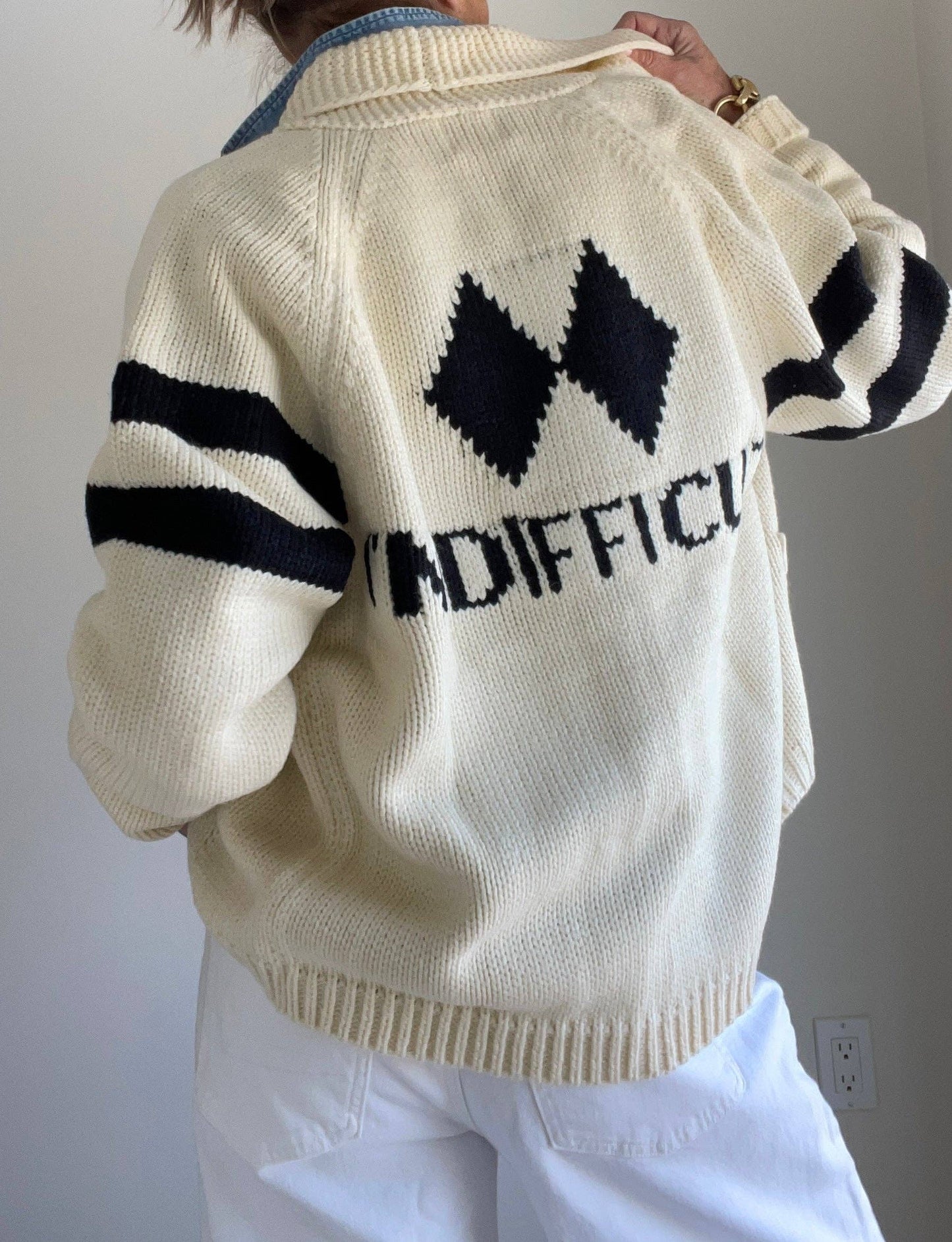 Pink Pineapple - I'm Difficult Varsity Cardigan: Xs/s