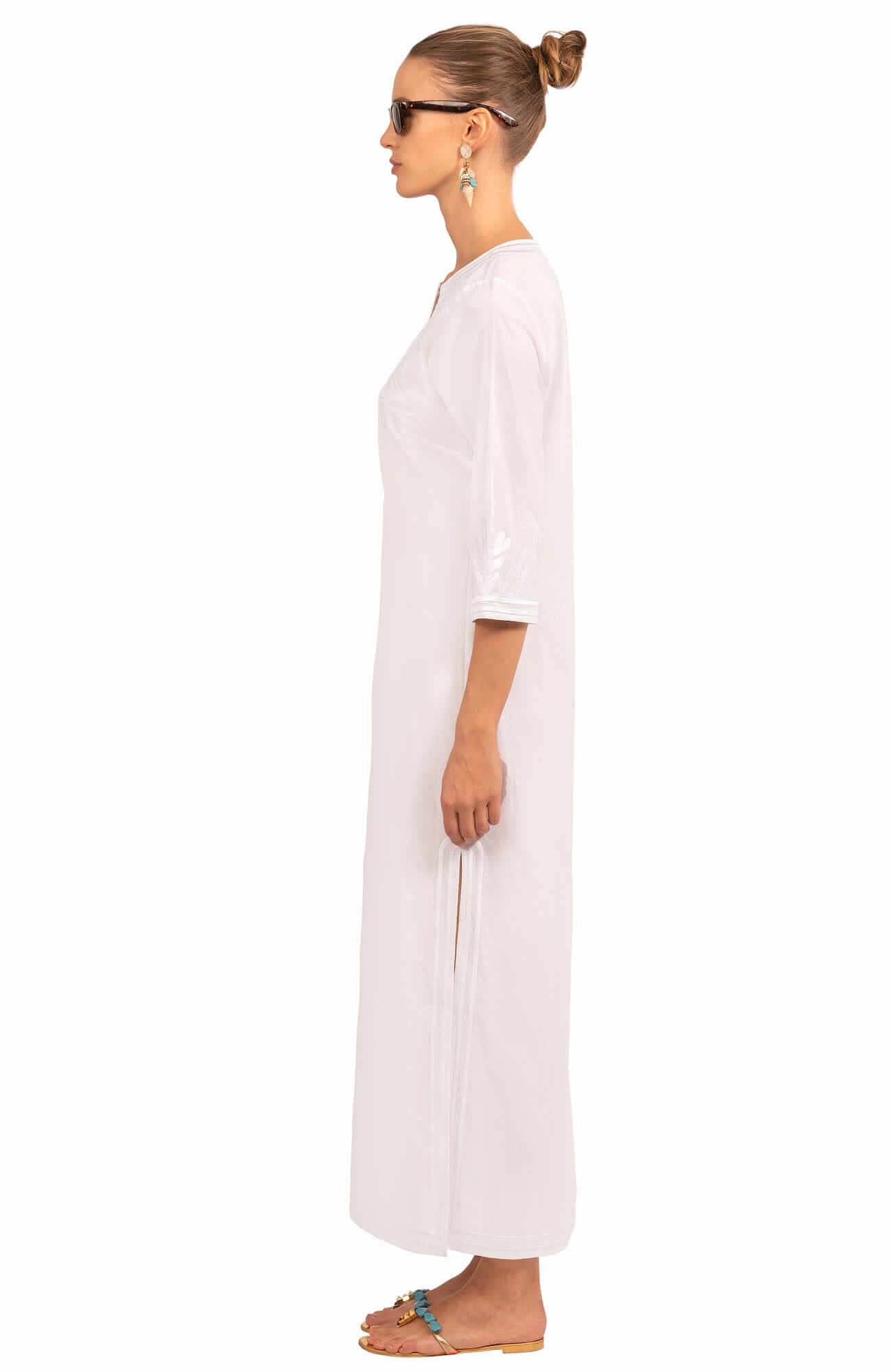 Gretchen Scott LLC - Wash / Wear Embroidered Caftan - The Reef: Coral/Turq / S