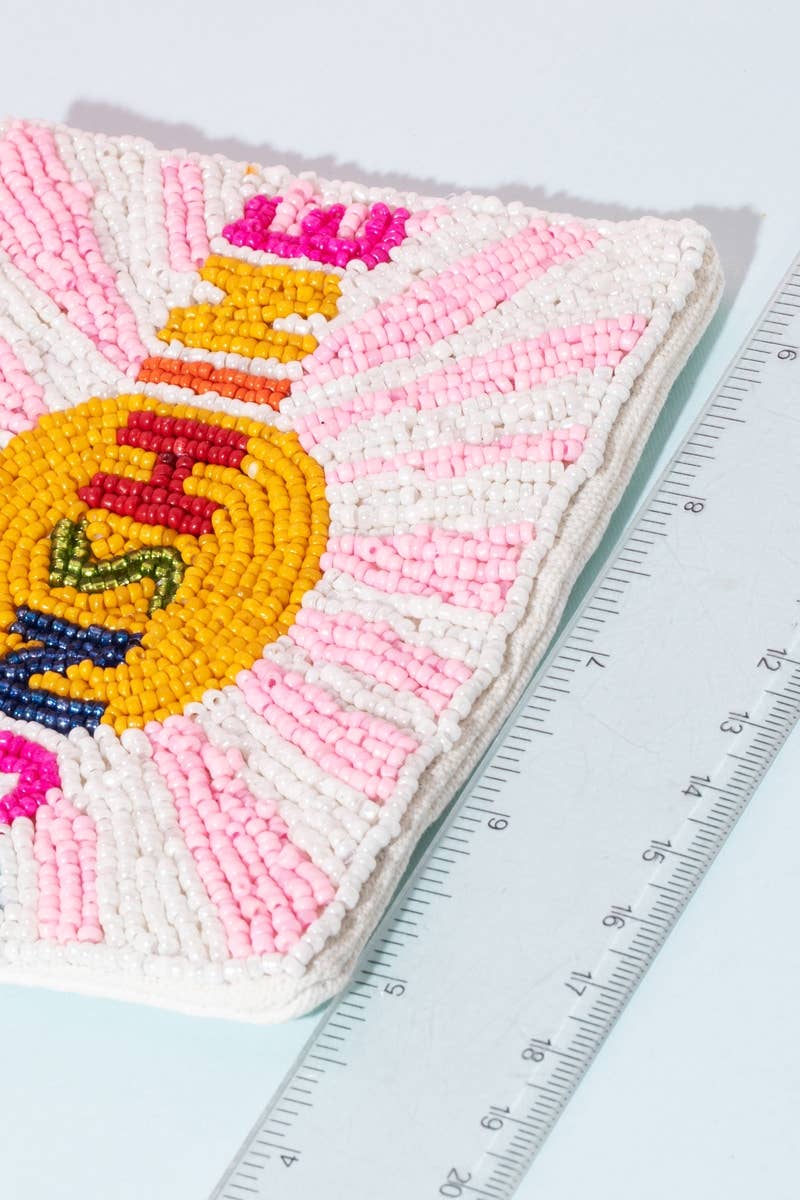 Collections by Fame Accessories - Sunshine Beaded Coin Purse: MULTI