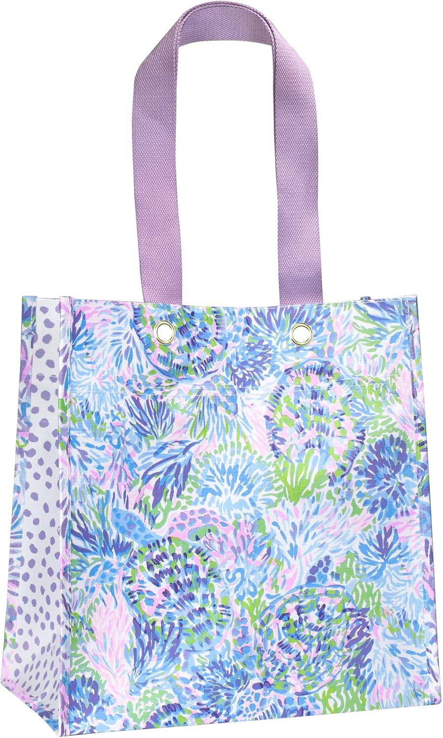 Purple/Blue Market Shopper Bag, Reusable Grocery Tote with Comfortable Shoulder Straps, Shell of a Party