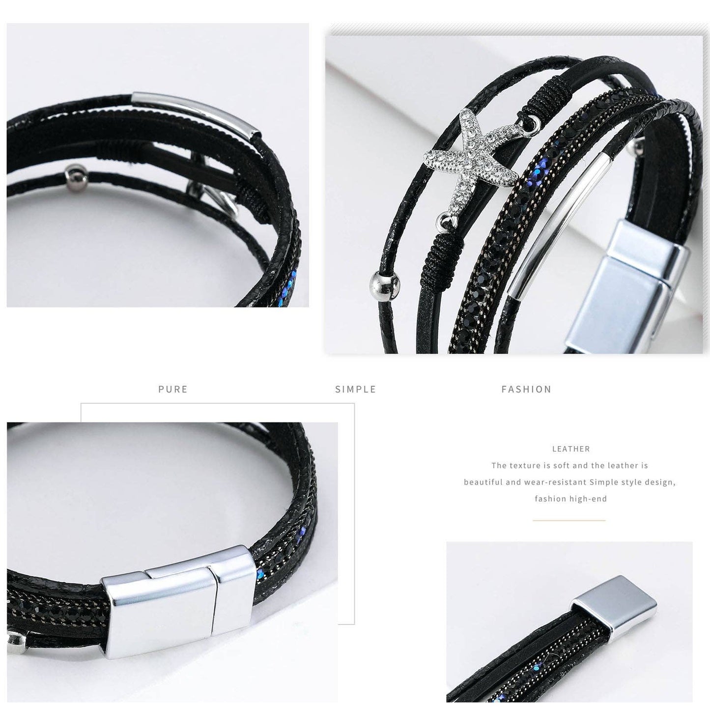 Ole - Seafish Multilayer Magnetic Bracelets B3997: Blue