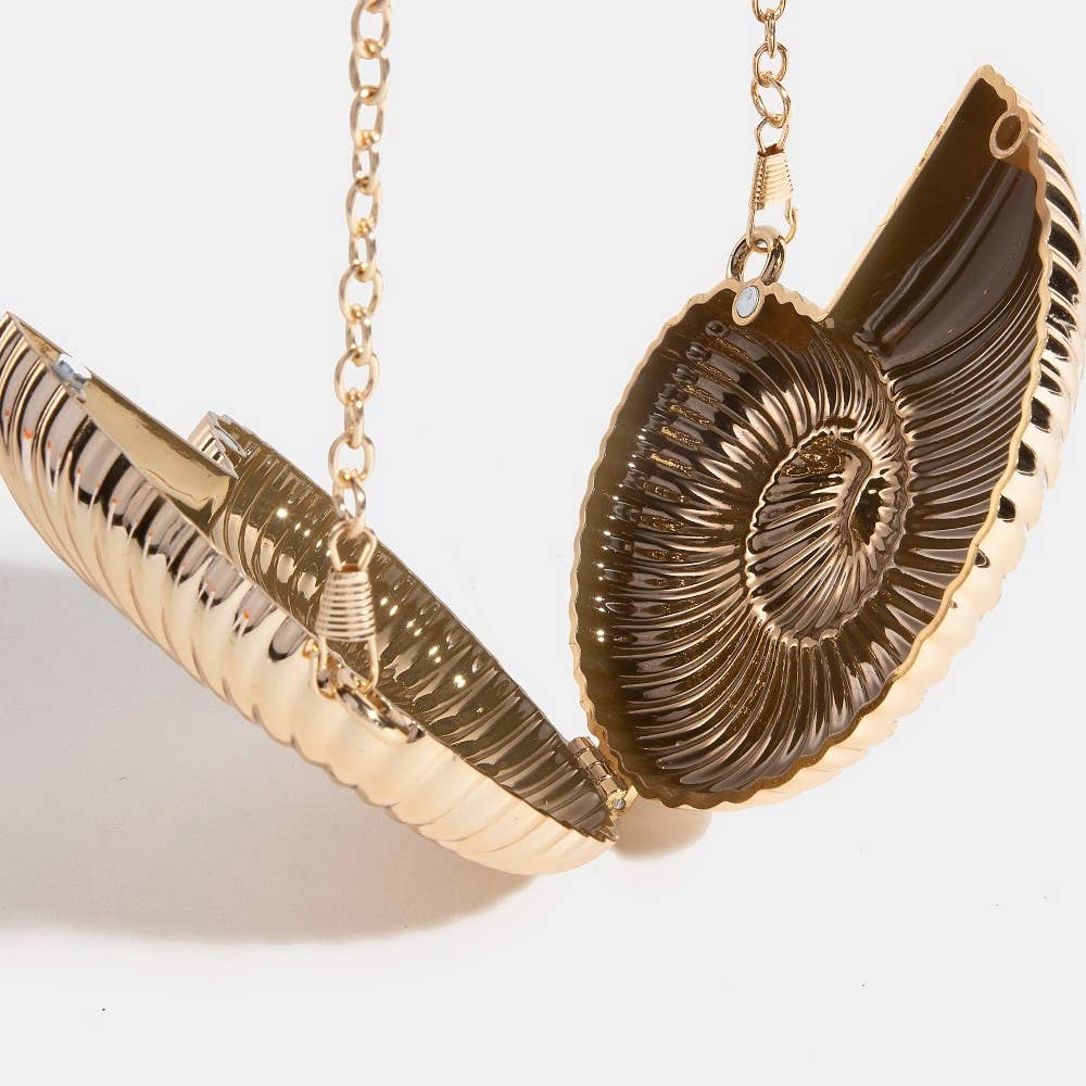 Collections by Fame Accessories - Metallic Sea Shell Clutch Coin Purse: G