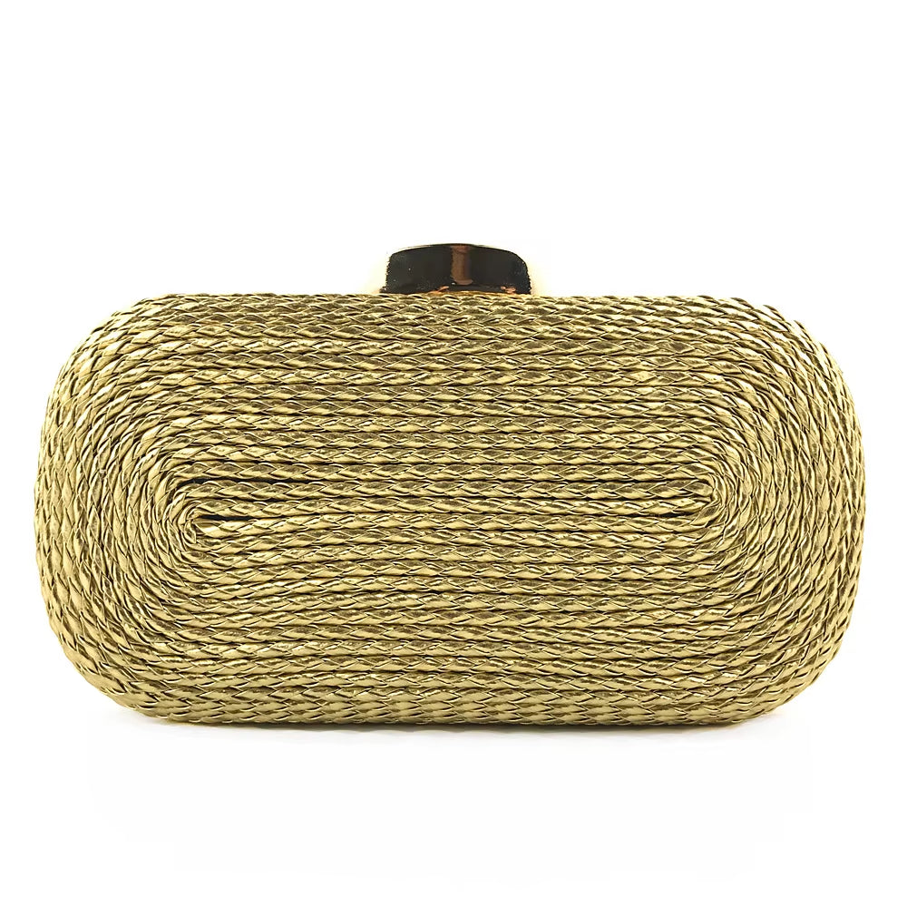 High Quality Brand Clutch Bag Women'S Gold Evening Bags Ladies Shoulder Crossbody Bag Straw Female Handbag Purse Sac a Main