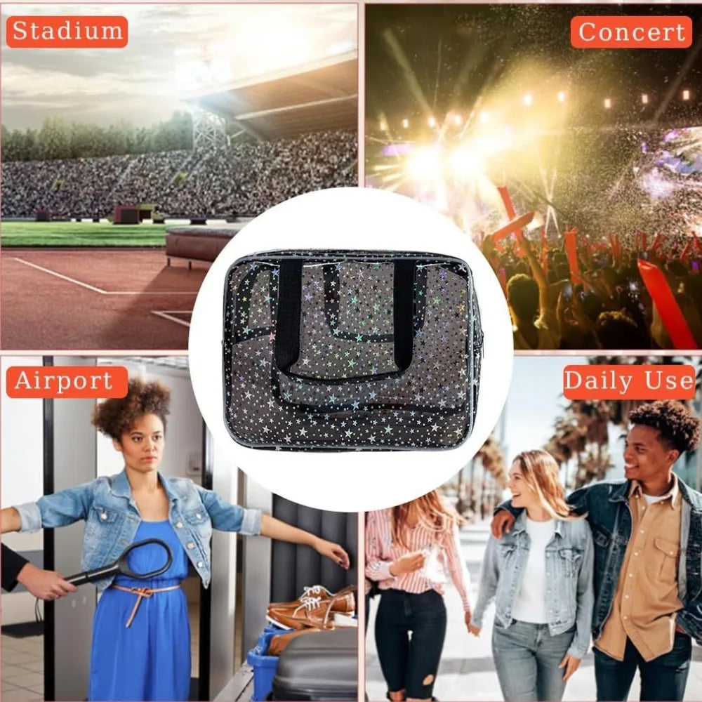 Fashion Clear PVC Star Cosmetic Bag Waterproof Transparent Travel Toiletry Bag Large Capacity Zipper Summer Beach Swimming Bag