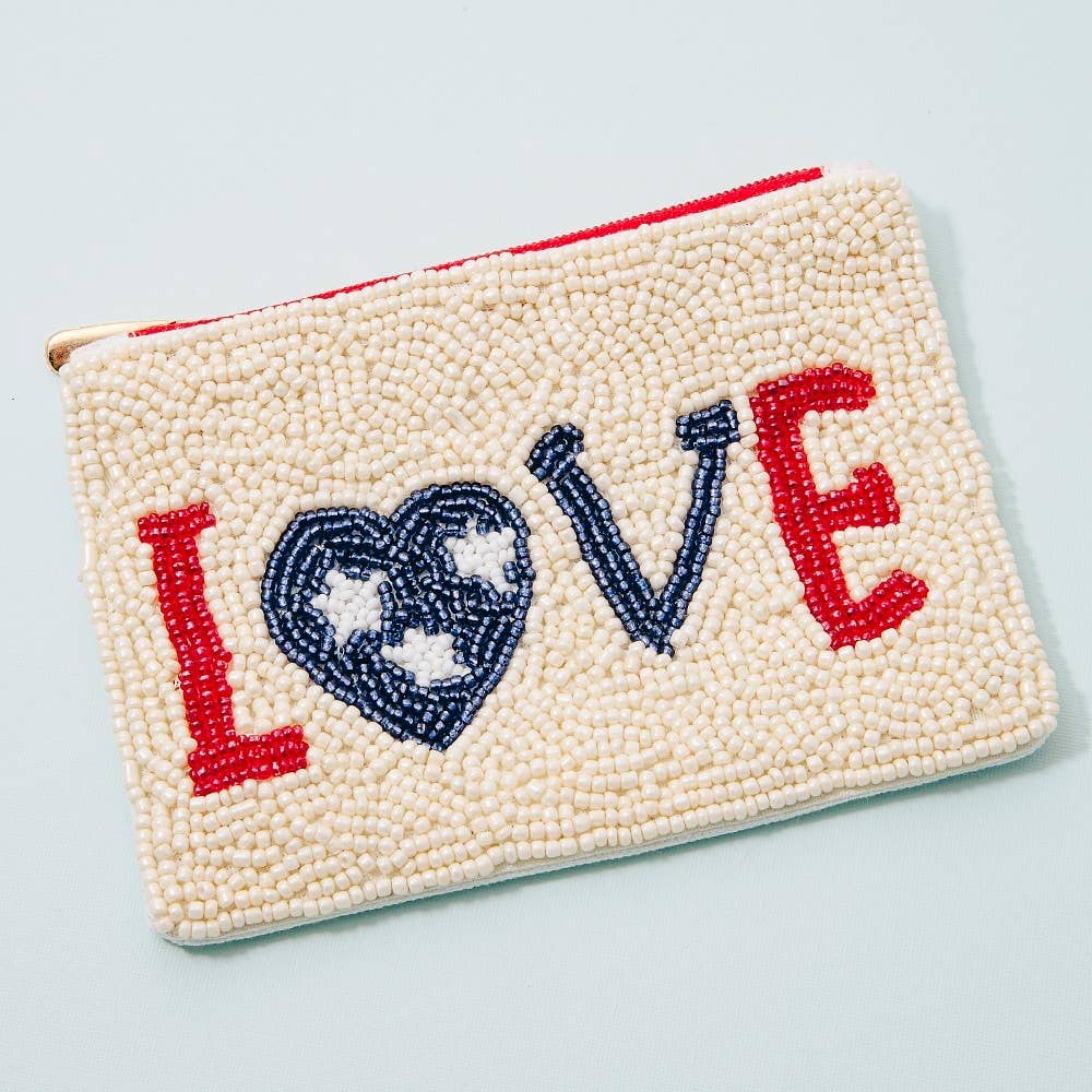Collections by Fame Accessories - Love 4th of July Seed Beaded Coin Purse: MULTI