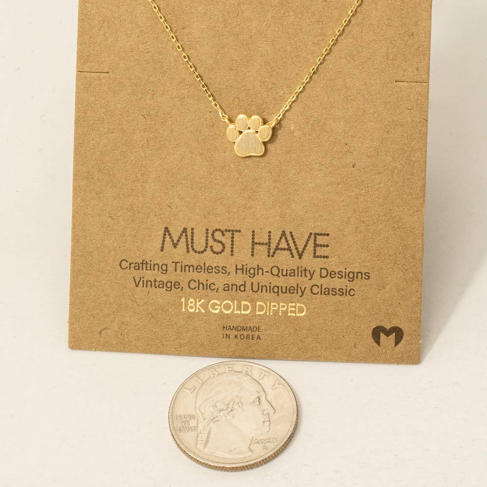 Fame Accessories - Mini Paw Print Charm Necklace: S