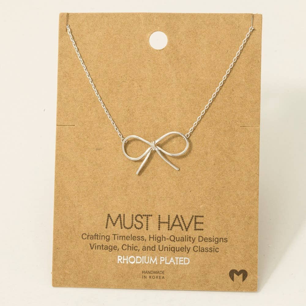 Fame Accessories - Gold Dipped Bow Tie Pendant Necklace: G